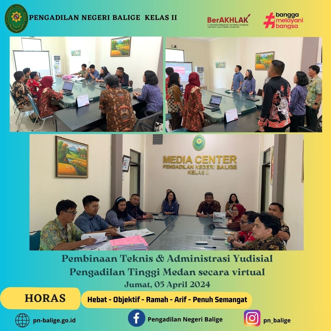 Pembinaan Teknis & Administrasi Yudisial  Pengadilan Tinggi Medan secara virtual 